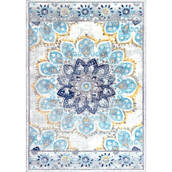 nuLOOM Kiyoko Vintage Floral Area Rug, 8' 10" x 12', Blue