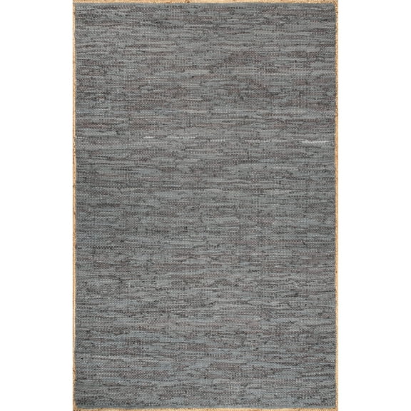 nuLOOM Koda Solid Leather Flatweave Accent Rug, 3' x 5', Gray