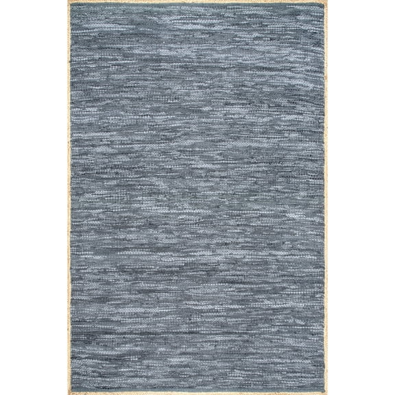 nuLOOM Koda Solid Leather Flatweave Area Rug, 4' x 6', Blue