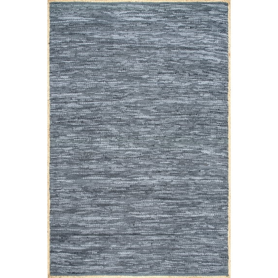 nuLOOM Koda Solid Leather Flatweave Area Rug, 4' x 6', Blue
