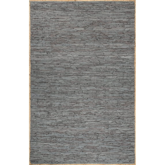 nuLOOM Koda Solid Leather Flatweave Area Rug, 6' x 9', Gray