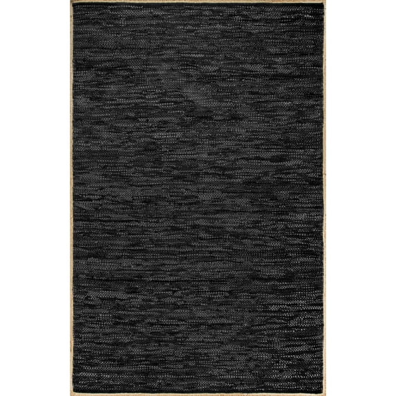 nuLOOM Koda Solid Leather Flatweave Area Rug, 8' 6" x 11' 6", Black