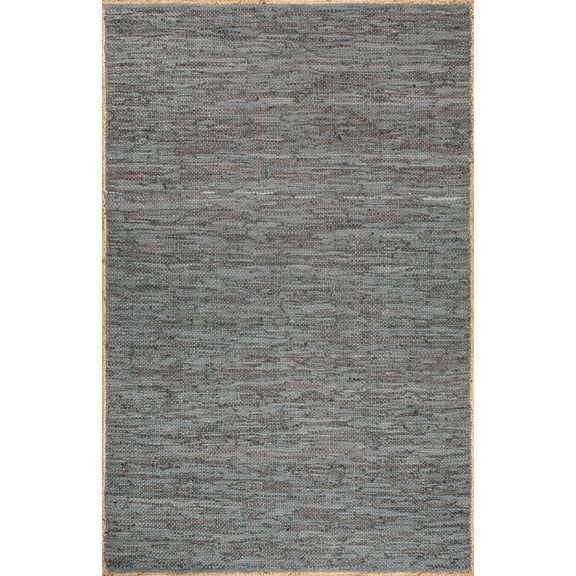 nuLOOM Koda Solid Leather Flatweave Area Rug, 8' 6" x 11' 6", Gray