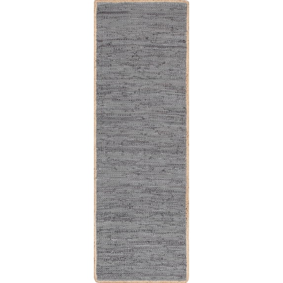 nuLOOM Koda Solid Leather Flatweave Runner Rug, 2' x 6', Gray