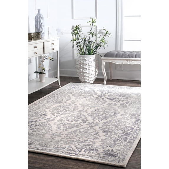 nuLOOM Krause Hand Looped Wool Area Rug, 4' x 6', Gray
