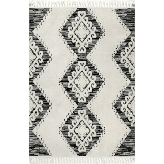 nuLOOM Kylee Soft Shaggy Textured Tassel Area Rug, 6' 7" x 9', Gray