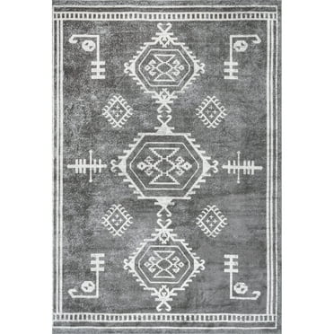 nuLOOM Kyleigh Machine Washable Southwestern Area Rug, 3' 3" x 5', Grey