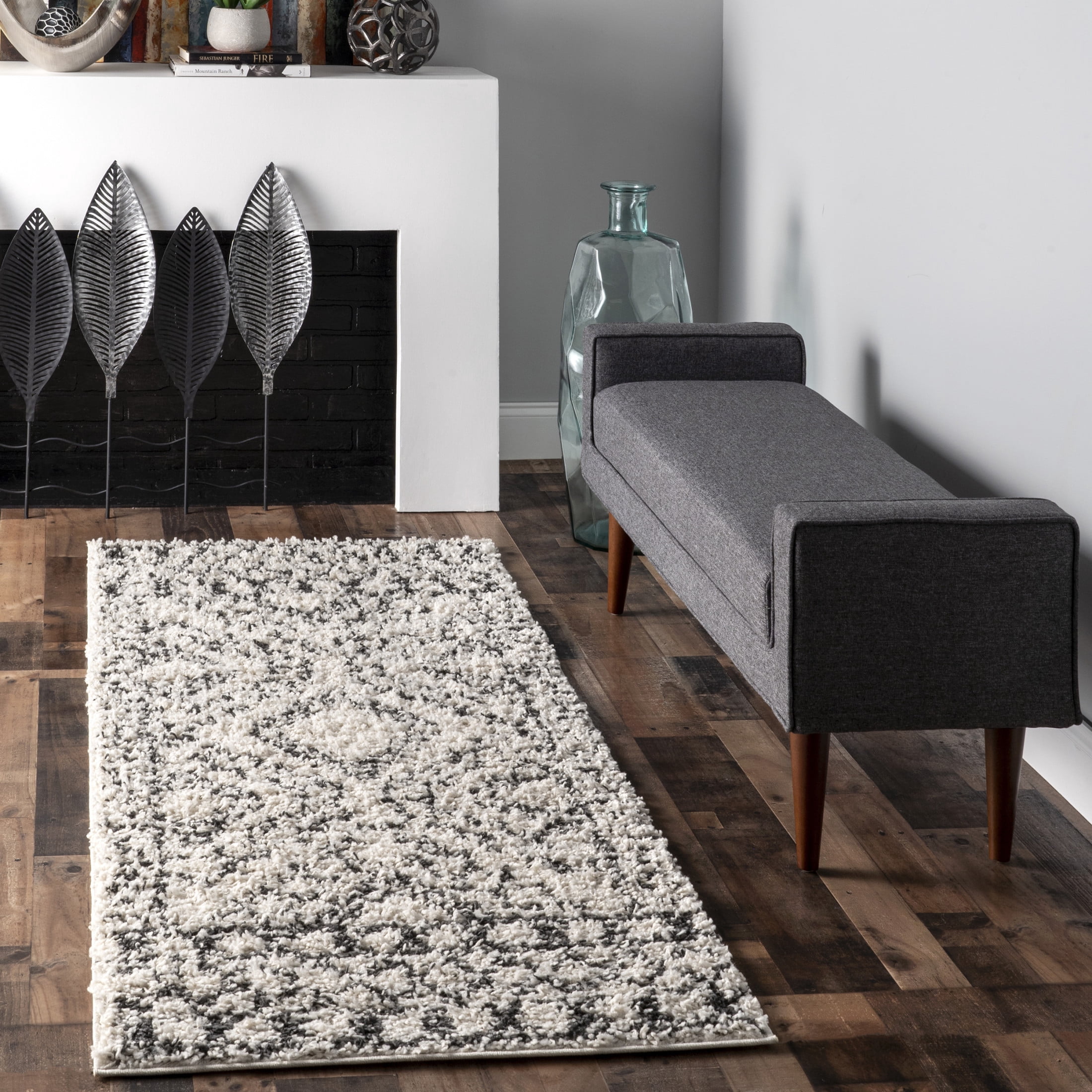 nuLOOM Lacey Moroccan Geometric Shag Area Rug, 2' 8" x 6', Runner, Lacey Off-white
