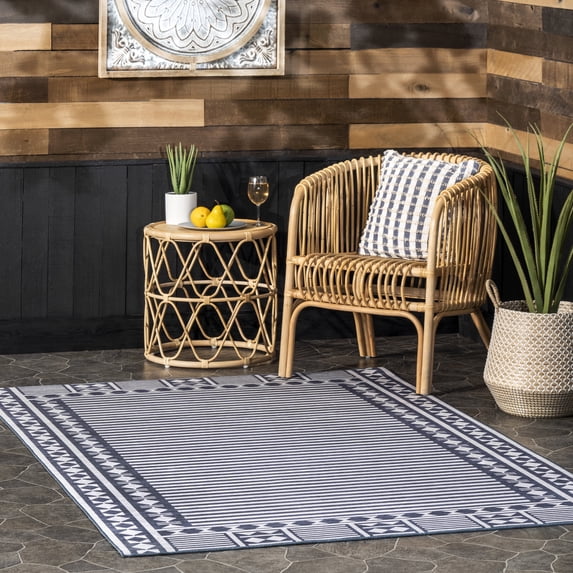 nuLOOM Lacie Multi Striped Machine Washable Indoor/Outdoor Area Rug, 5' x 8', Blue