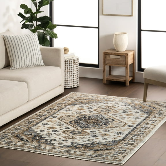 nuLOOM Lakelynn Persian Medallion Area Rug, 4' x 6' 5", Lakelynn Light Blue