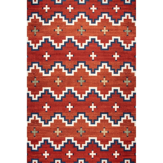 nuLOOM Lani Aztec Indoor/Outdoor Area Rug, 6' x 9', Rust