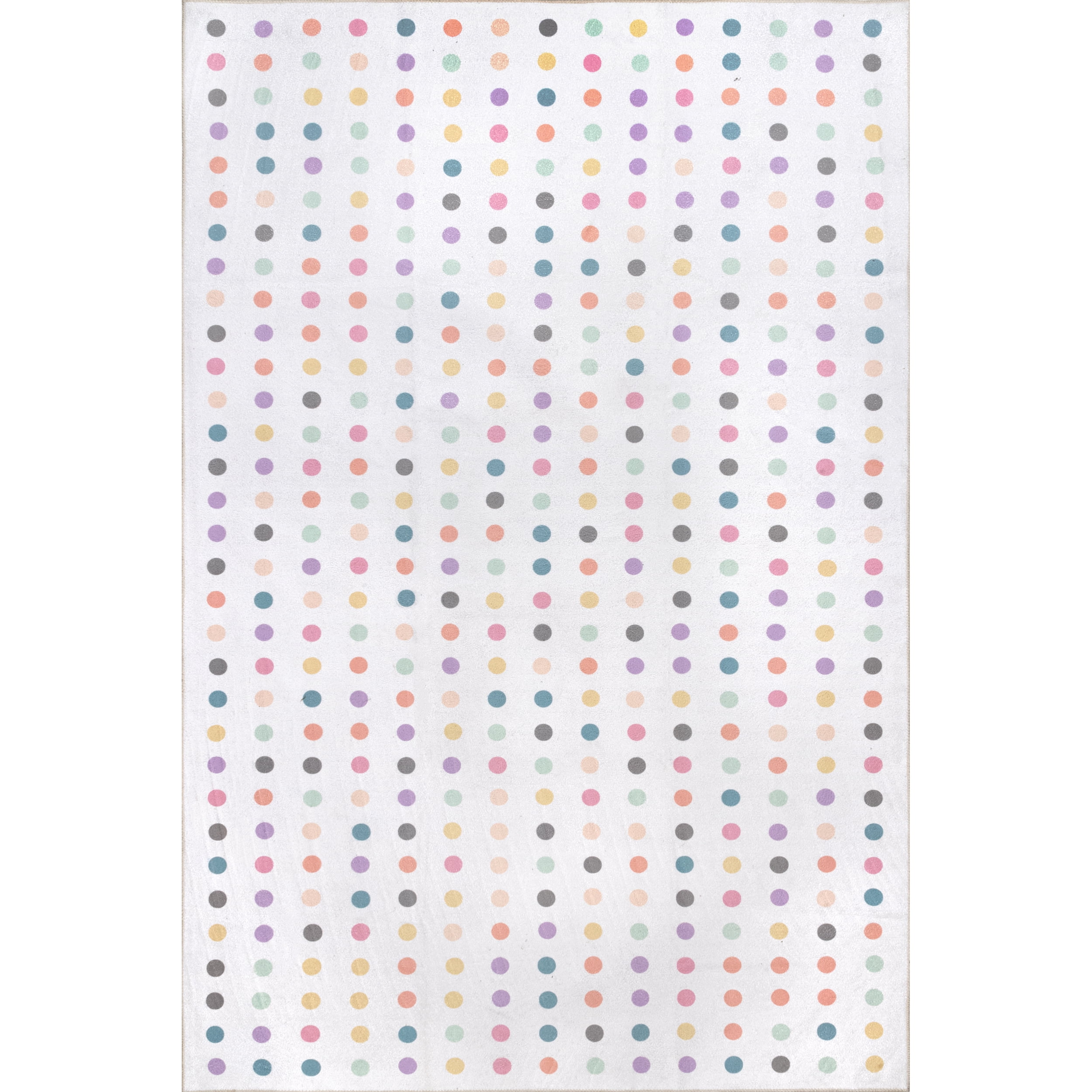 Eco-Friendly Ivory Synthetic 4' x 6' Reversible Kids Rug