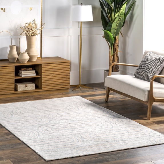 nuLOOM Larkin Modern Geometric Tasseled Area Rug, 5' x 8', Ivory