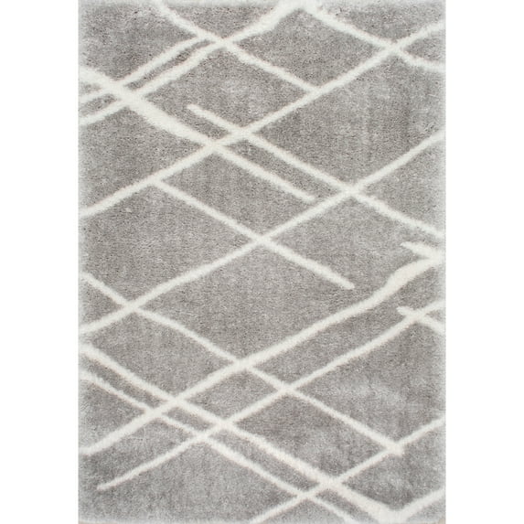 nuLOOM Lattice Ashley Shag Area Rug, 4' x 6', Gray