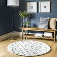 thumbnail image 1 of nuLOOm Beaulah Modern Trellis Shag Area Rug, 4', Round, Beaulah White, 1 of 6