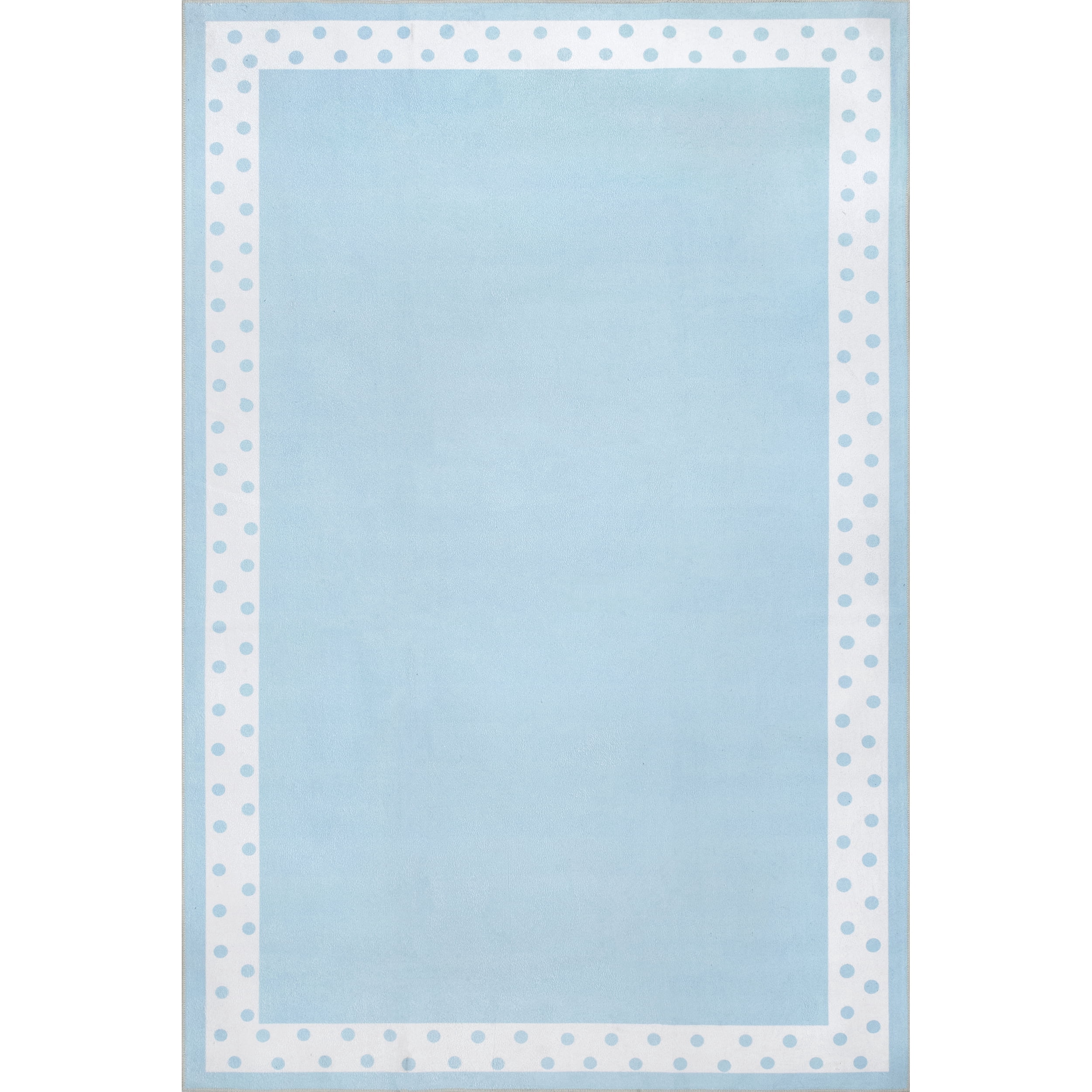 nuLOOM Laylani Machine Washable Kids Polka Dot Border Area Rug, 8' x 10', Light Blue