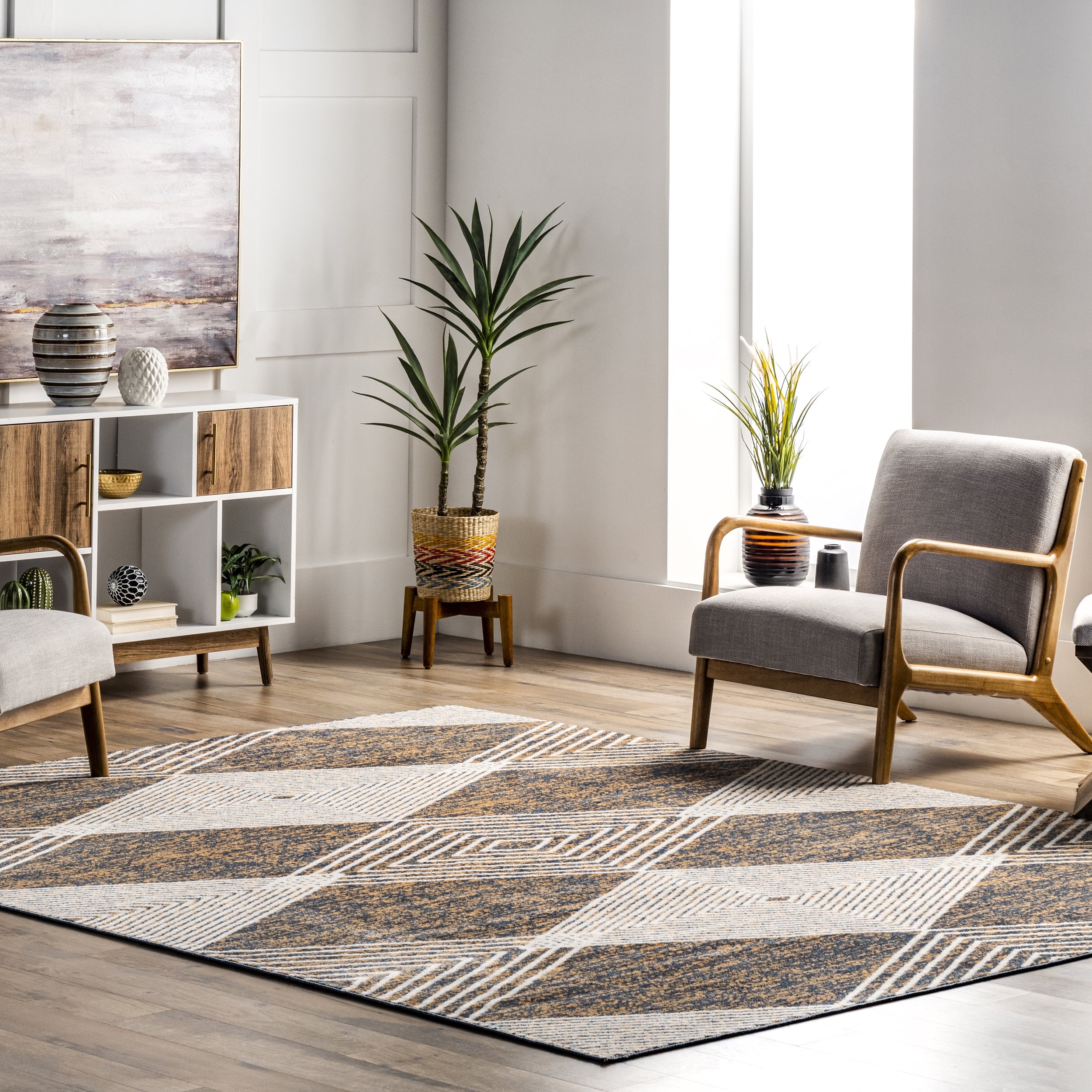 nuLOOM Leanna Modern Abstract Geometric Area Rug, 4' x 6', Beige ...