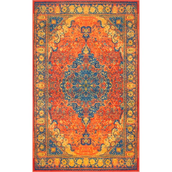 nuLOOM Leeanne Vintage Medallion Area Rug, 8' x 10', Orange