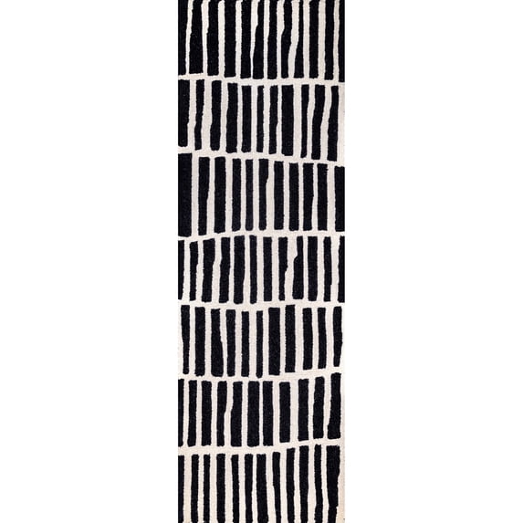 nuLOOM Lemuel Hand Tufted Wool Runner Rug, 2' 6" x 8', Black