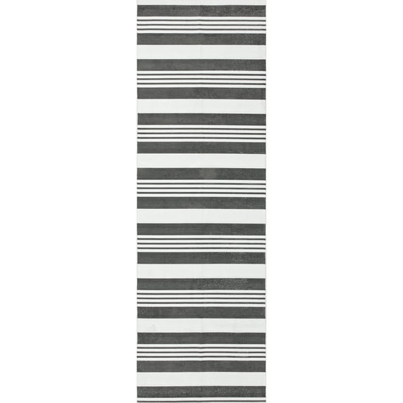 nuLOOM Lena Machine Washable Striped Runner Rug, 2' 6" x 12', Grey