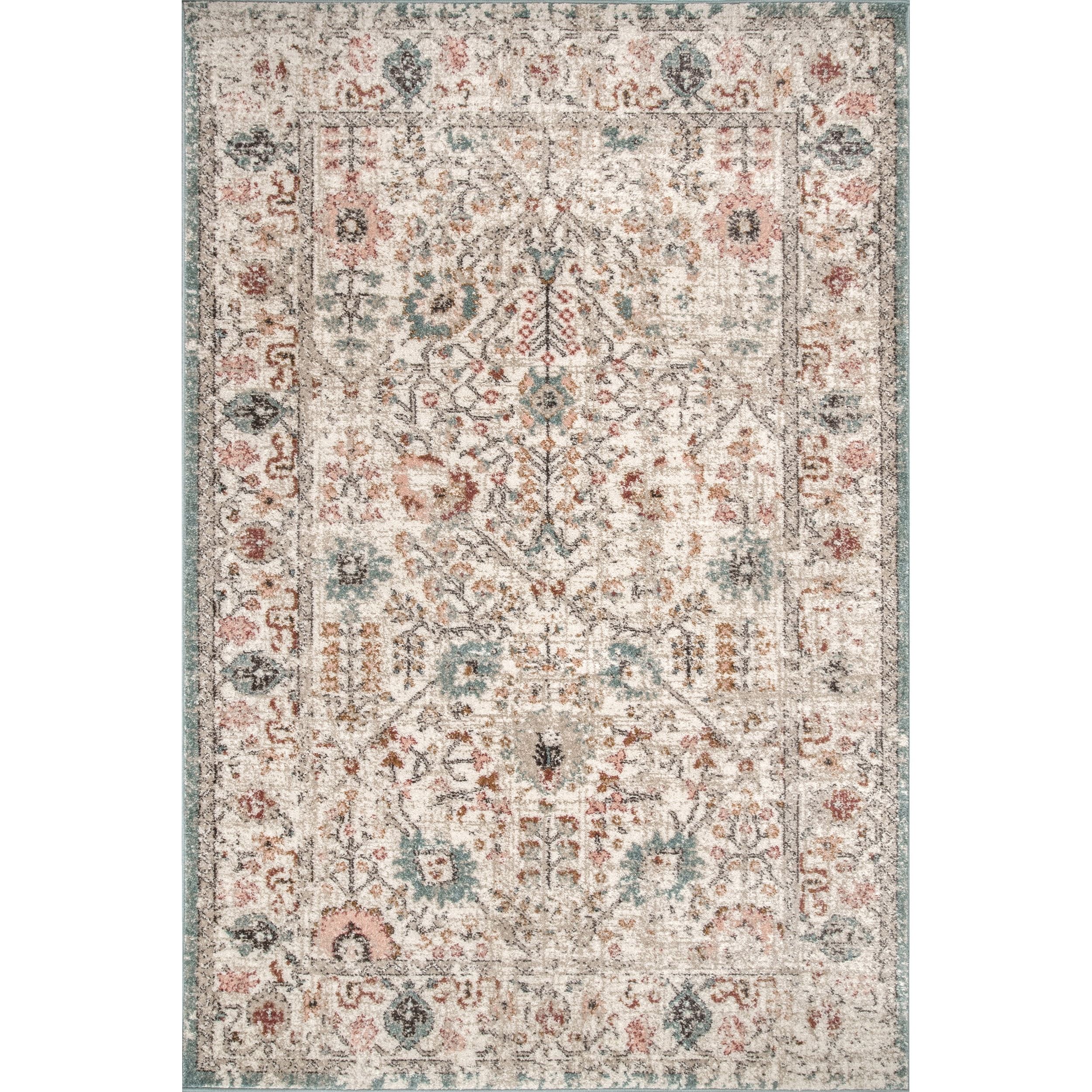 Lenore Beige and Multicolor Vintage Floral 3' x 5' Area Rug
