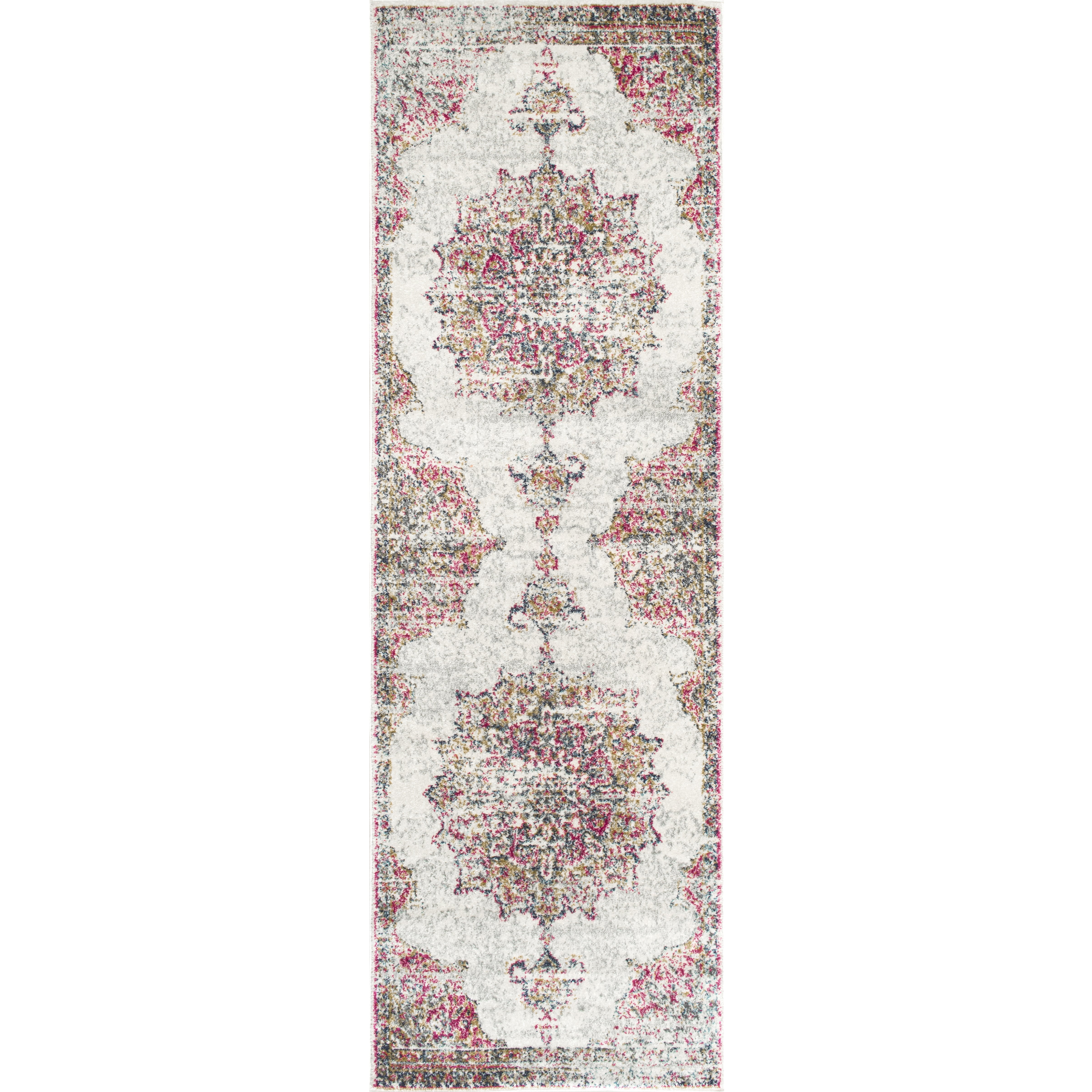 nuLOOM Leola Vintage Medallion Runner Rug, 2' 6" x 10', Pink