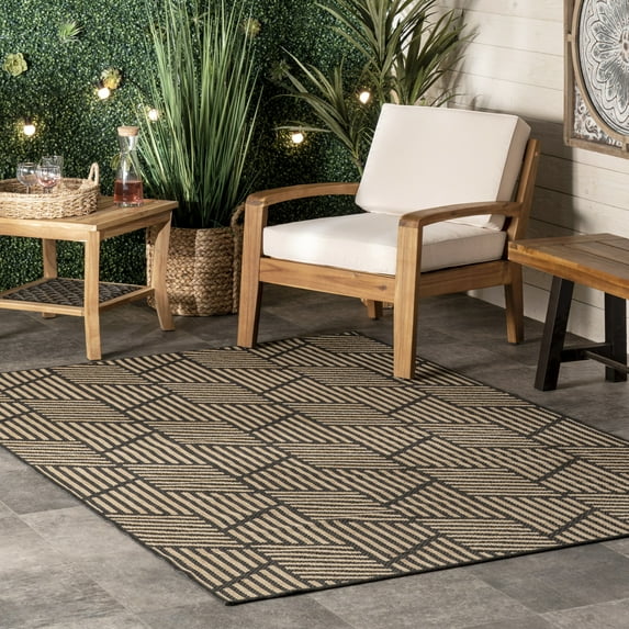 nuLOOM Leona Modern Geometric Indoor/Outdoor Area Rug, 4' x 6', Leona Charcoal