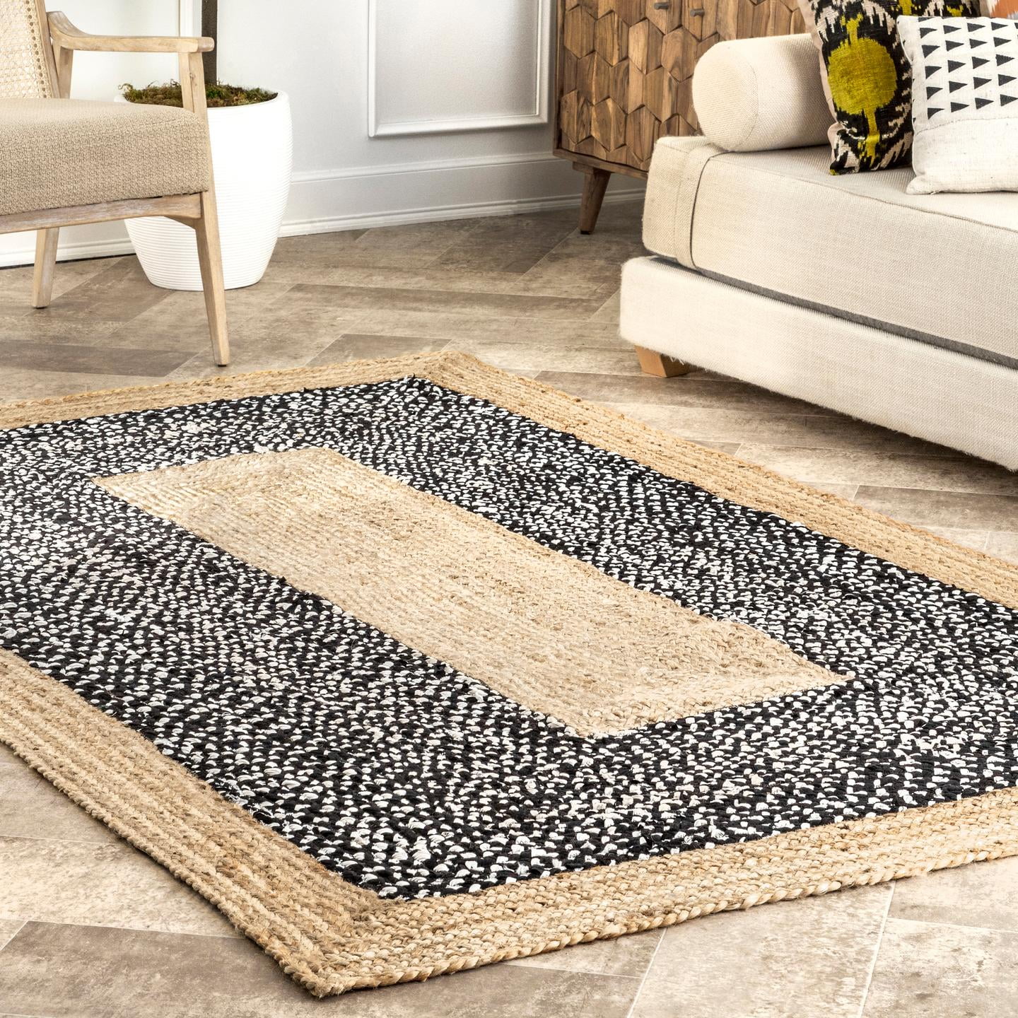 nuLOOM Lesha Natural Fiber Jute Area Rug, 3' x 5', Black