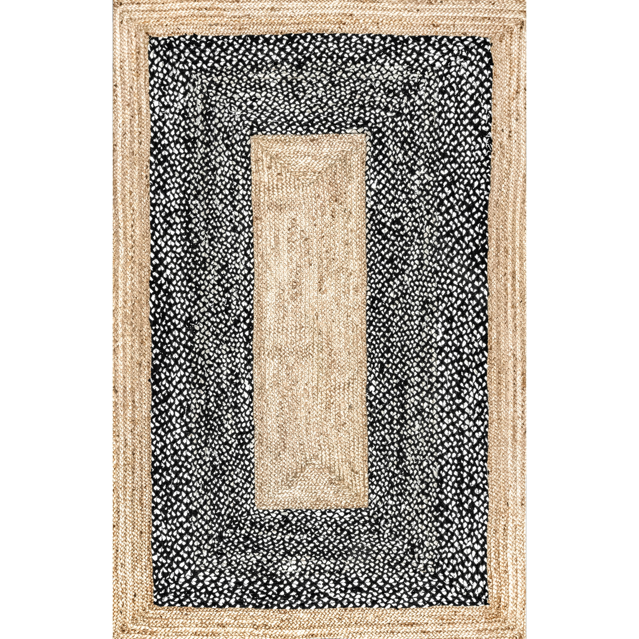Handmade Braided Oval Cotton Rug in Black - 52"x24"