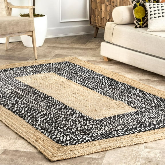 nuLOOM Lesha Natural Fiber Jute Area Rug, 8', Black