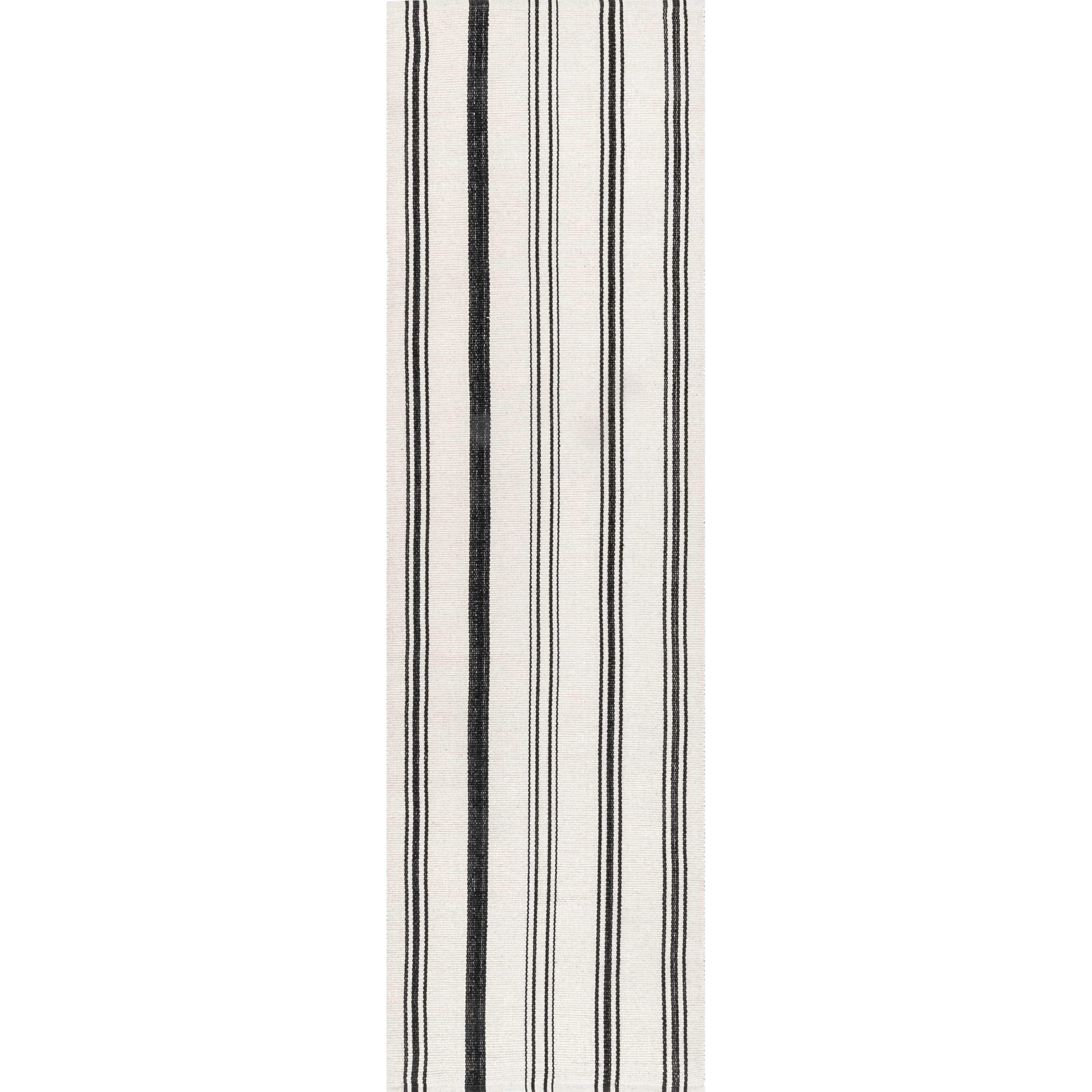 nuLOOM Leslie Cotton Flatweave Striped Runner Rug, 2' x 8', Ivory