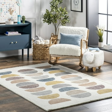 nuLOOM Leyla Half Colorful Circles Kids Area Rug, 3' x 5', Leyla Beige