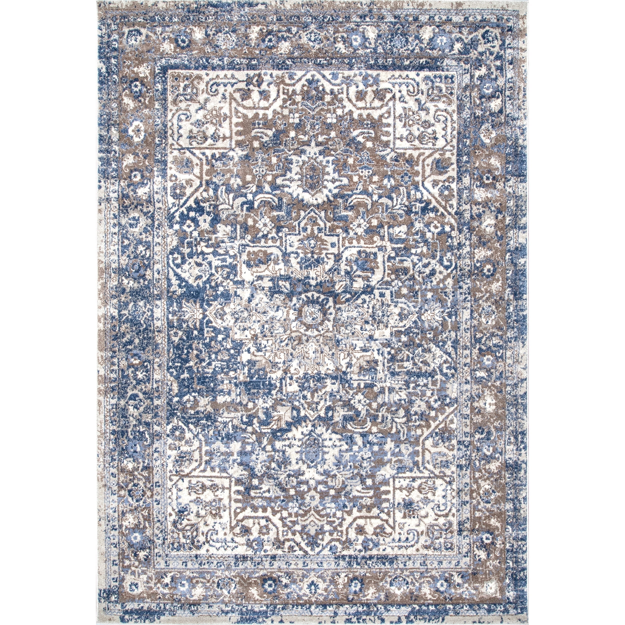 nuLOOM Lilah Medallion Vintage Area Rug, 10' x 14', Light Blue