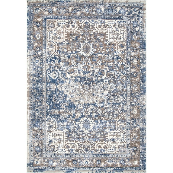 nuLOOM Lilah Medallion Vintage Area Rug, 8' x 10', Light Blue