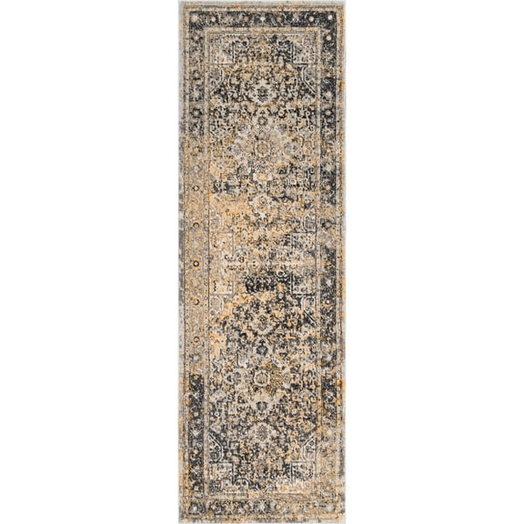 nuLOOM Lilah Medallion Vintage Runner Rug, 2' 6" x 12', Gold