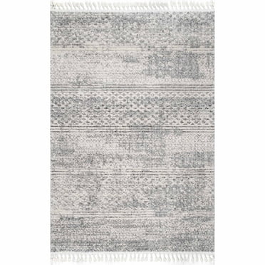 nuLOOM Lira Textured Geometric Tassel Area Rug, 4' x 6', Gray