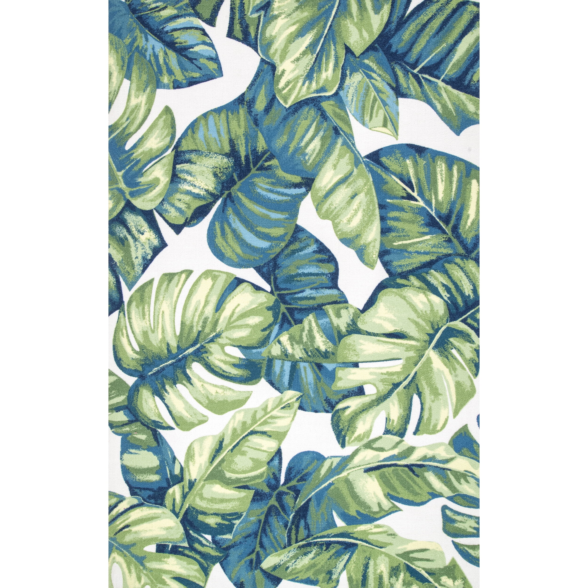 Lisa Green and Blue Synthetic Floral Rectangular Rug, 2' x 3'