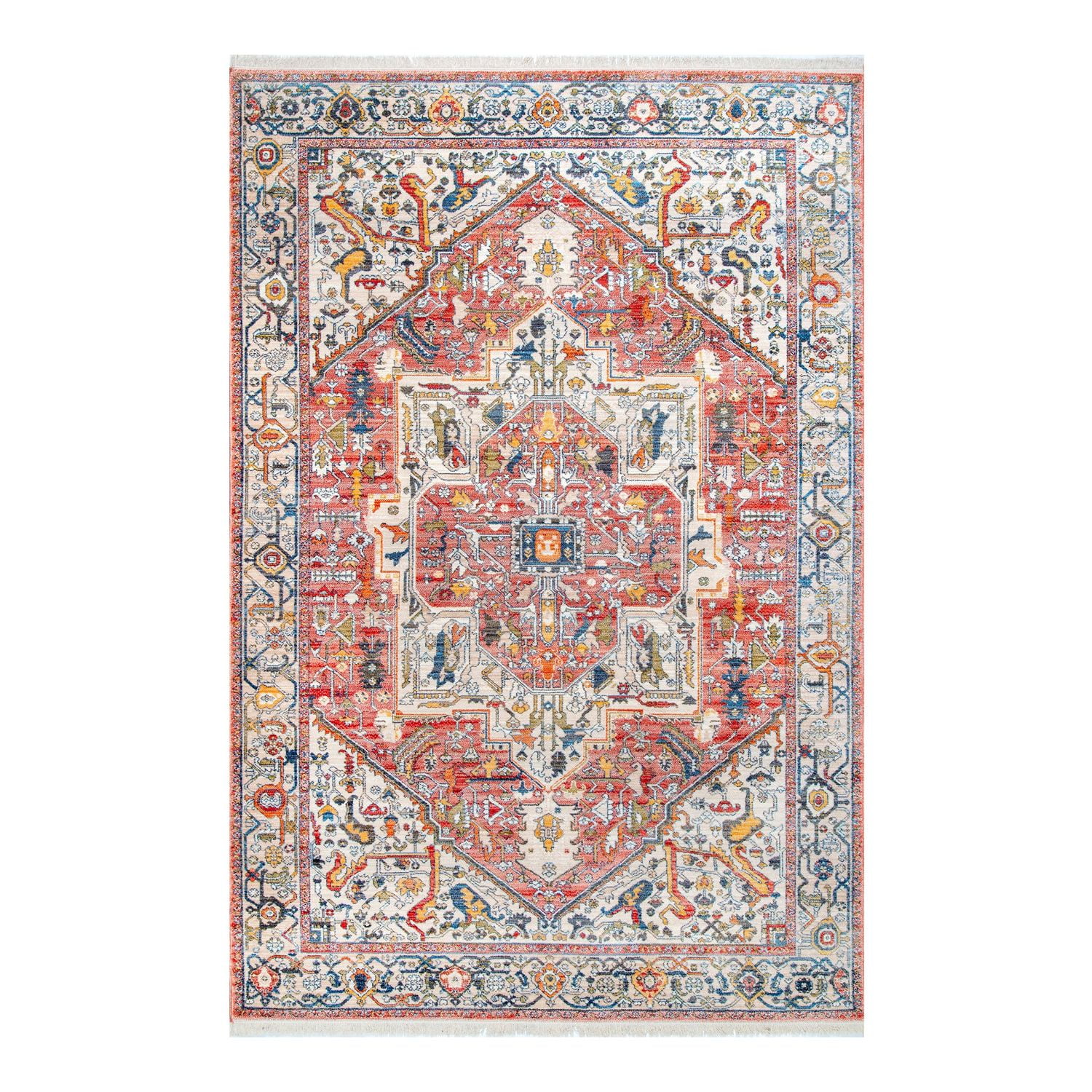 Tropical Breeze 6' Square Blue & Green Floral Synthetic Outdoor Rug