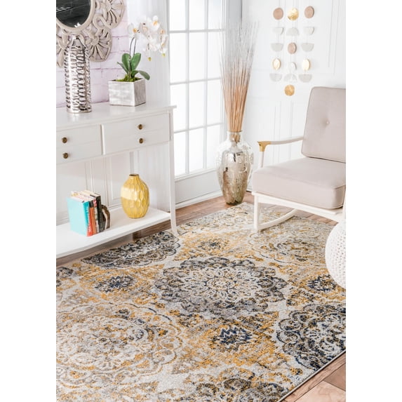 nuLOOM Lita Faded Damask Area Rug, 4' x 6', Gold