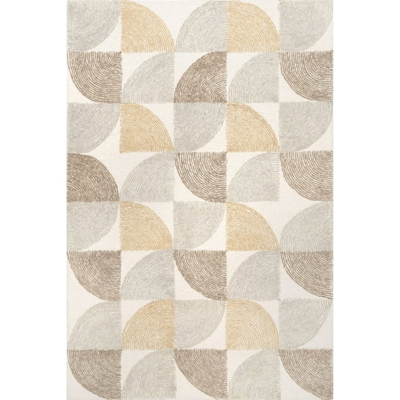nuLOOM Liv Hand Tufted Wool Geometric Area Rug, 7' 6" x 9' 6", Beige