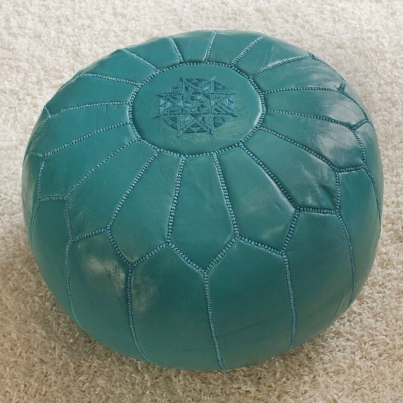 nuLOOM Living Leather Moroccan Pouf Ottoman