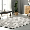 thumbnail image 1 of nuLOOM Liz Textured Soft Shaggy Stripes Area Rug, 5' 3" x 7' 6", Liz Beige, 1 of 6