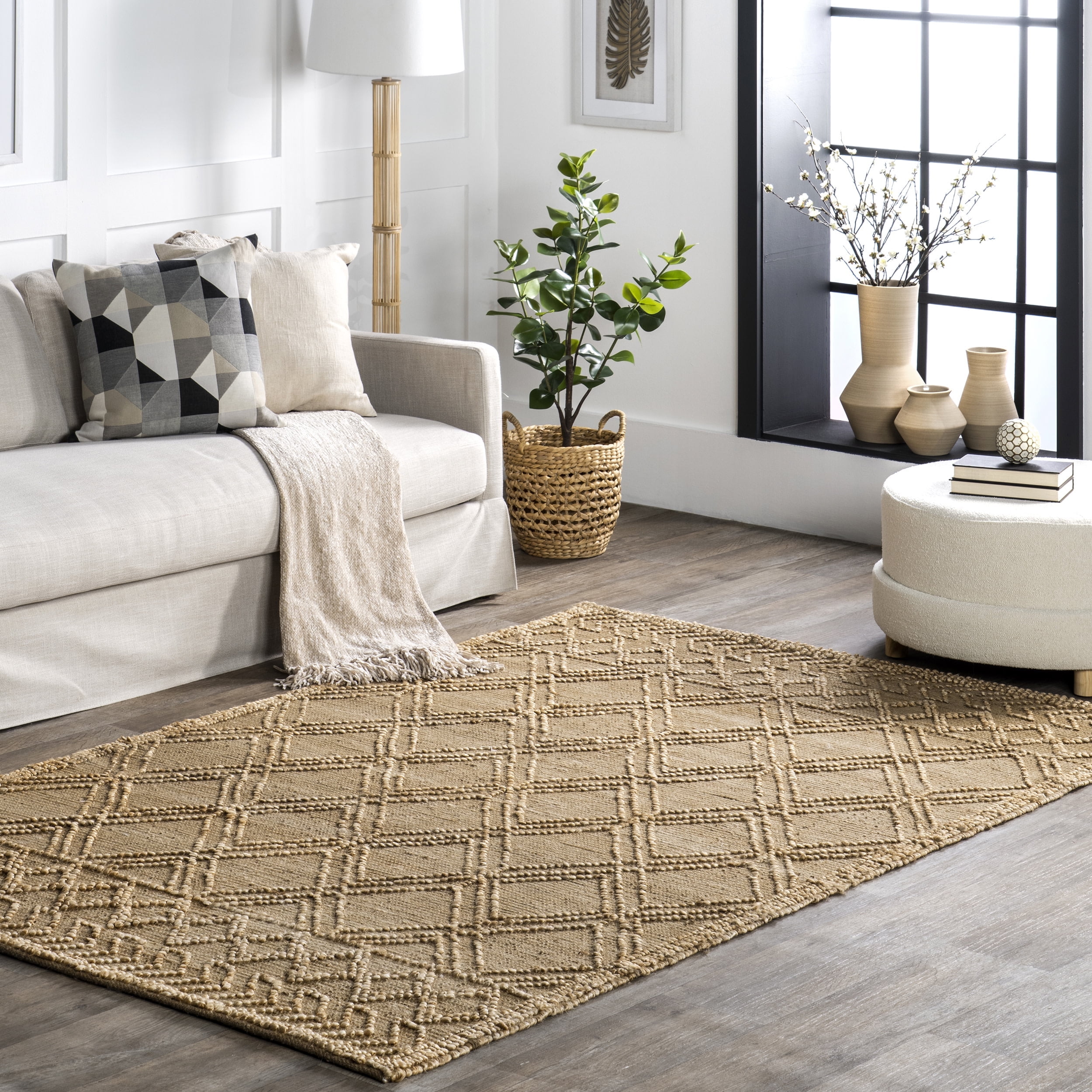 nuLOOM Lois Moroccan Trellis Jute Area Rug, 8' x 10', Natural