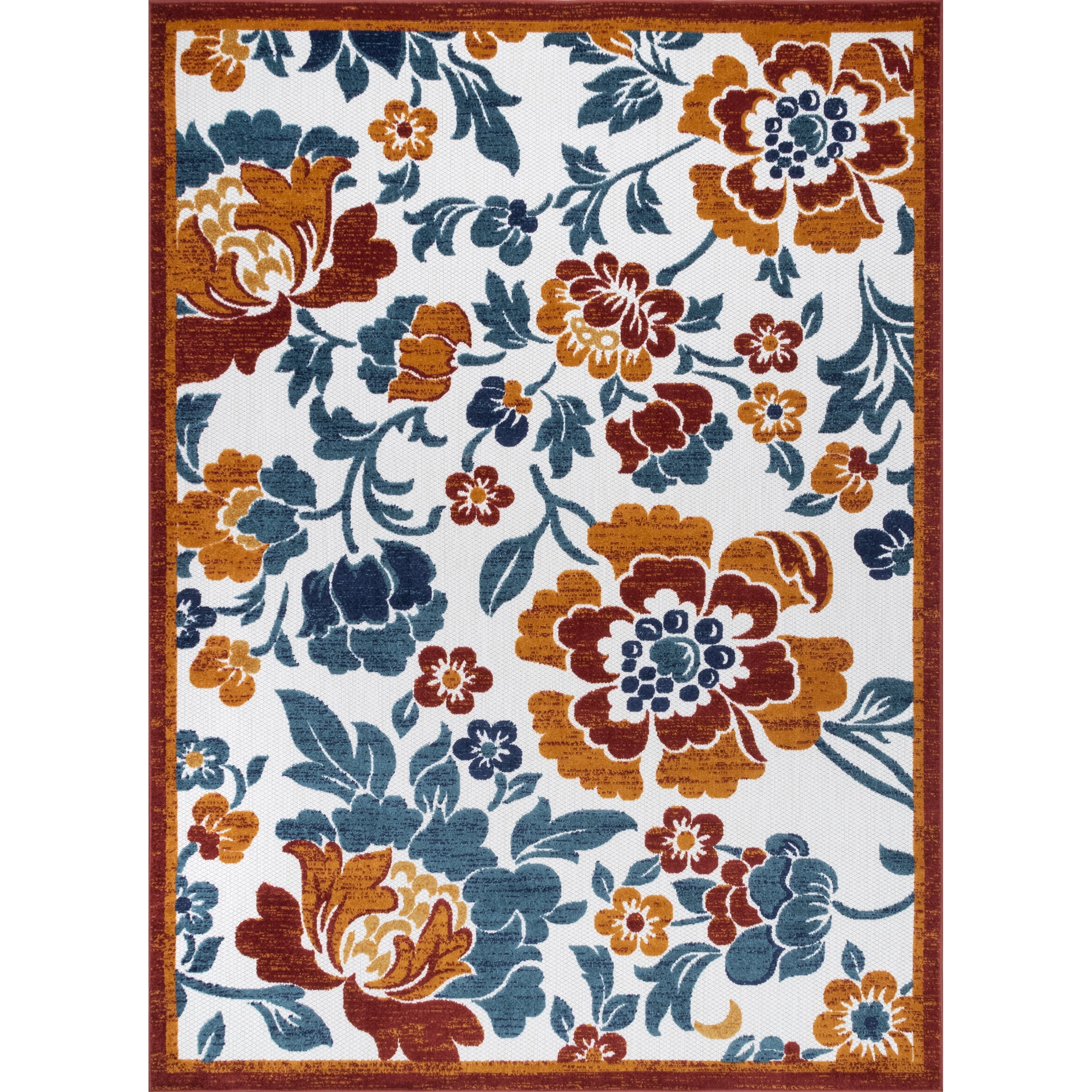 nuLOOM London Textured Floral Indoor/Outdoor Area Rug, 8' x 10', Rust ...