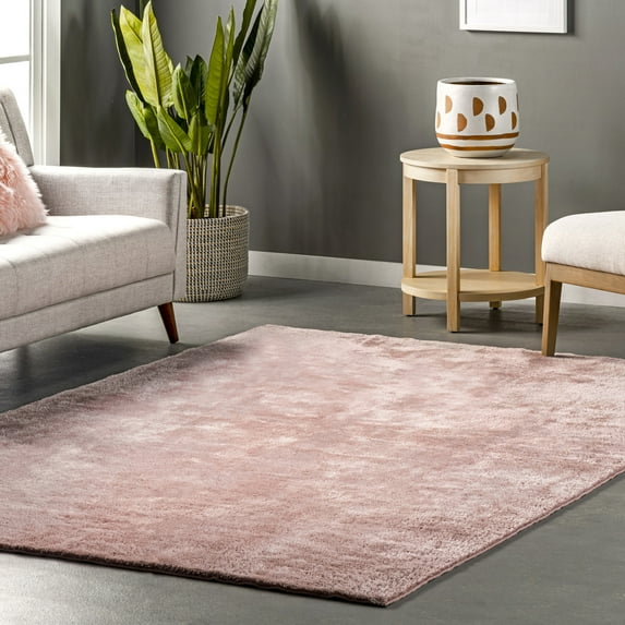 nuLOOM Loni SuperiorWash Solid Machine Washable Shag Area Rug, 3' x 5', Loni Pink