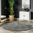 thumbnail image 1 of nuLOOM Loni SuperiorWash Solid Machine Washable Shag Area Rug, 4', Round, Loni Dark Grey, 1 of 10