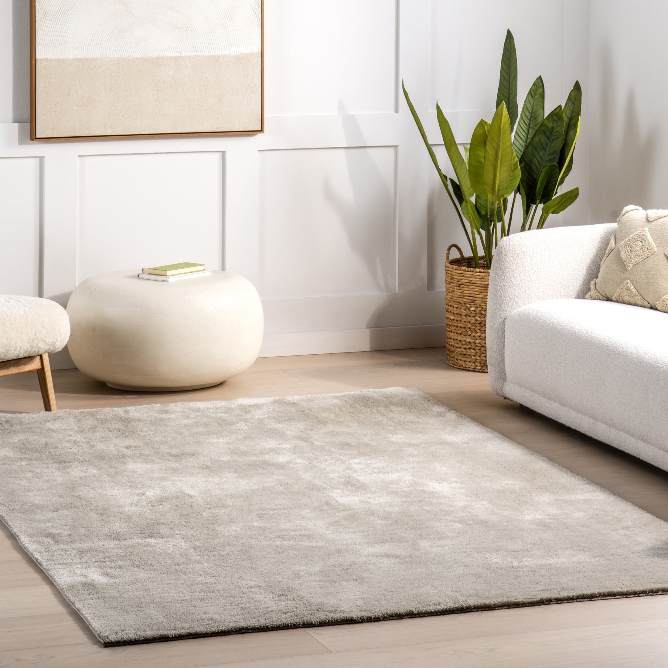 nuLOOM Loni SuperiorWash Solid Machine Washable Shag Area Rug, 4' x 6', Loni Beige