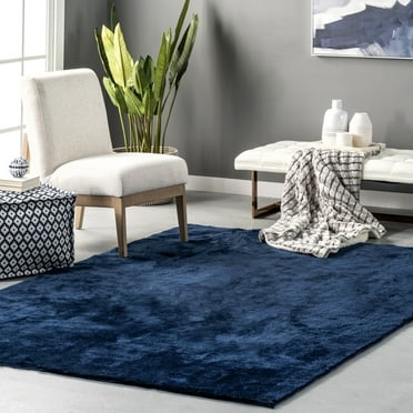 nuLOOM Loni SuperiorWash Solid Machine Washable Shag Area Rug, 4' x 6', Loni Navy