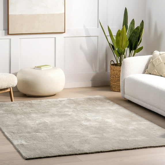 nuLOOM Loni SuperiorWash Solid Machine Washable Shag Area Rug, 5' x 8', Loni Beige