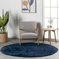 thumbnail image 1 of nuLOOM Loni SuperiorWash Solid Machine Washable Shag Area Rug, 6', Round, Loni Navy, 1 of 10